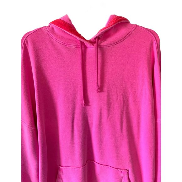 UGG RTW Neon Pink Simone Velvet Trim Boyfriend Pullover Hoodie Size Medium - Picture 3 of 8